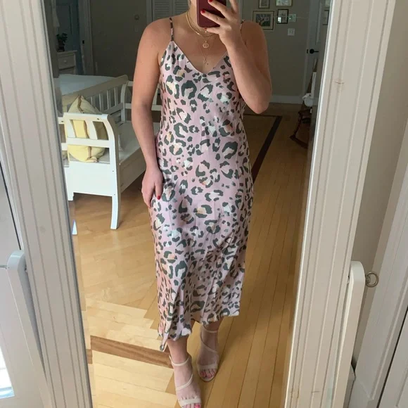 strapless open back dress Betsy Collar Jacquard Dress Pink and Green main image 1